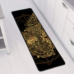 Golden Spiritual Owl Print Long Kitchen Mat