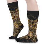Golden Spiritual Owl Print Long Socks