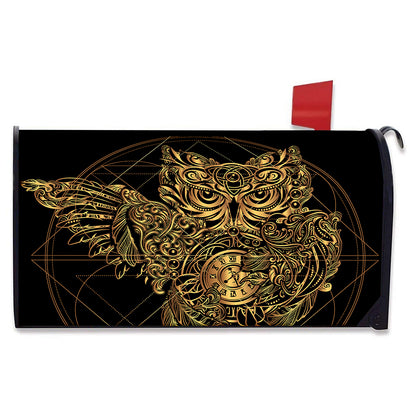 Golden Spiritual Owl Print Mailbox Cover