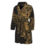 Golden Spiritual Owl Print Men's Bathrobe
