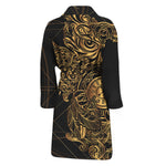 Golden Spiritual Owl Print Men's Bathrobe