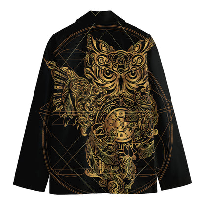 Golden Spiritual Owl Print Men's Blazer