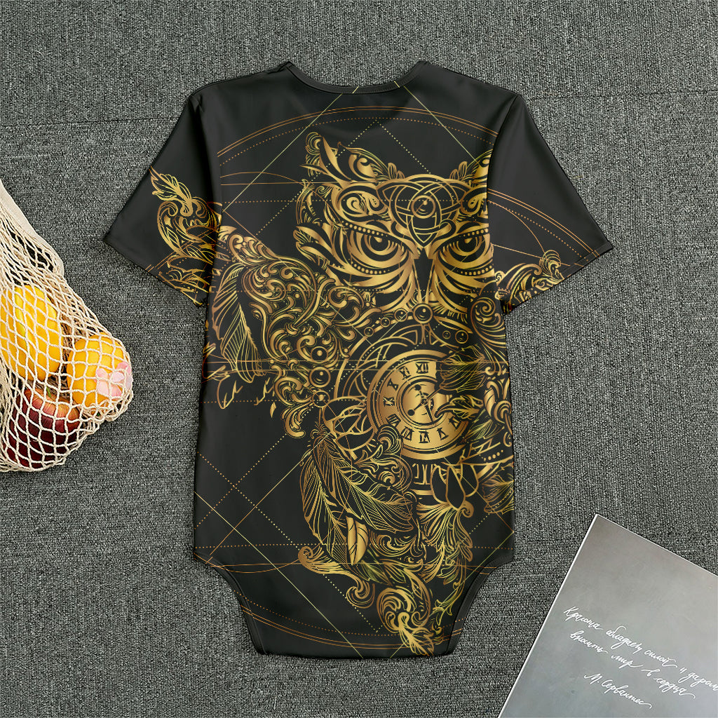 Golden Spiritual Owl Print Men's Bodysuit