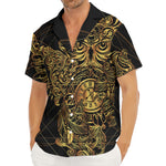 Golden Spiritual Owl Print Men's Deep V-Neck Shirt