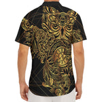 Golden Spiritual Owl Print Men's Deep V-Neck Shirt