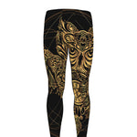 Golden Spiritual Owl Print Men's leggings