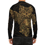 Golden Spiritual Owl Print Men's Long Sleeve Rash Guard