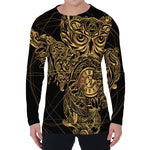 Golden Spiritual Owl Print Men's Long Sleeve T-Shirt