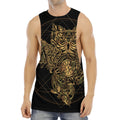 Golden Spiritual Owl Print Men's Muscle Tank Top