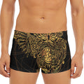 Golden Spiritual Owl Print Men's Short Boxer Briefs