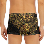 Golden Spiritual Owl Print Men's Short Boxer Briefs