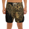 Golden Spiritual Owl Print Men's Split Running Shorts