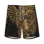 Golden Spiritual Owl Print Men's Sports Shorts