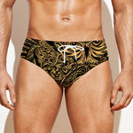 Golden Spiritual Owl Print Men's Swim Briefs