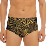 Golden Spiritual Owl Print Men's Triangle Swim Briefs