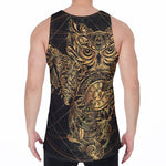 Golden Spiritual Owl Print Men's Velvet Tank Top