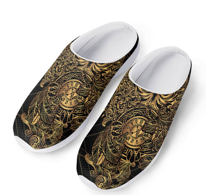 Golden Spiritual Owl Print Mesh Casual Shoes