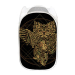 Golden Spiritual Owl Print Mesh Laundry Hamper