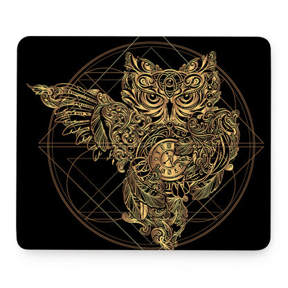 Golden Spiritual Owl Print Mouse Pad