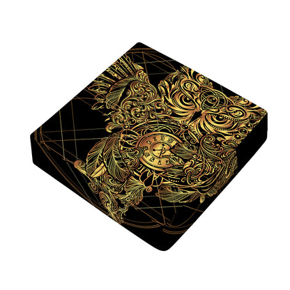 Golden Spiritual Owl Print Outdoor Seat Cushion Cover