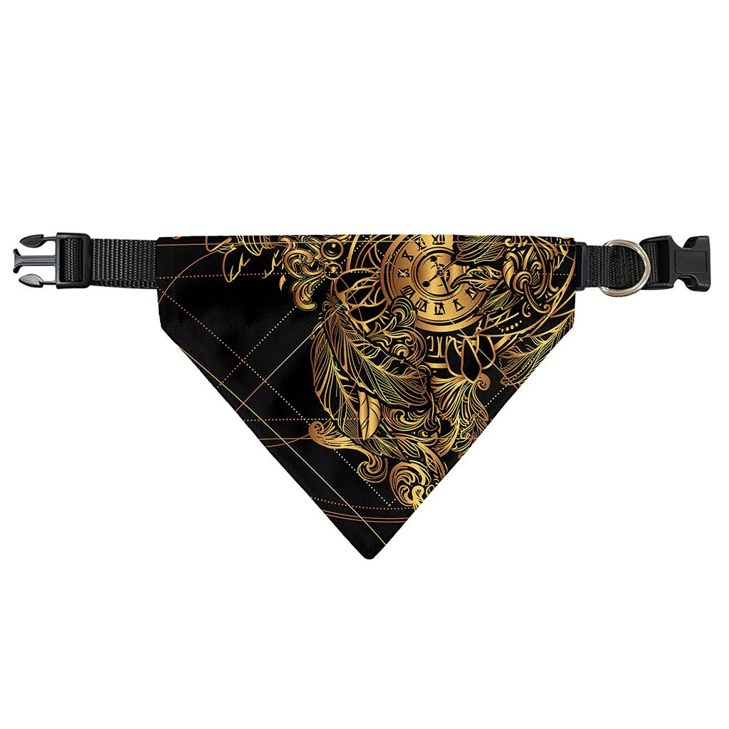 Golden Spiritual Owl Print Over The Collar Dog Bandana