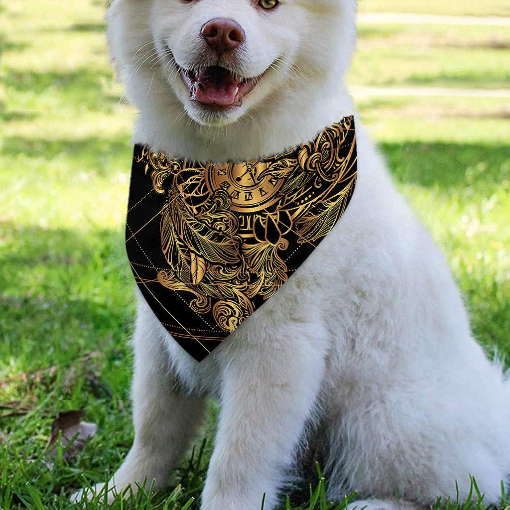 Golden Spiritual Owl Print Over The Collar Dog Bandana