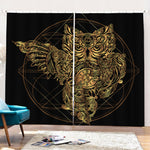 Golden Spiritual Owl Print Pencil Pleat Curtains