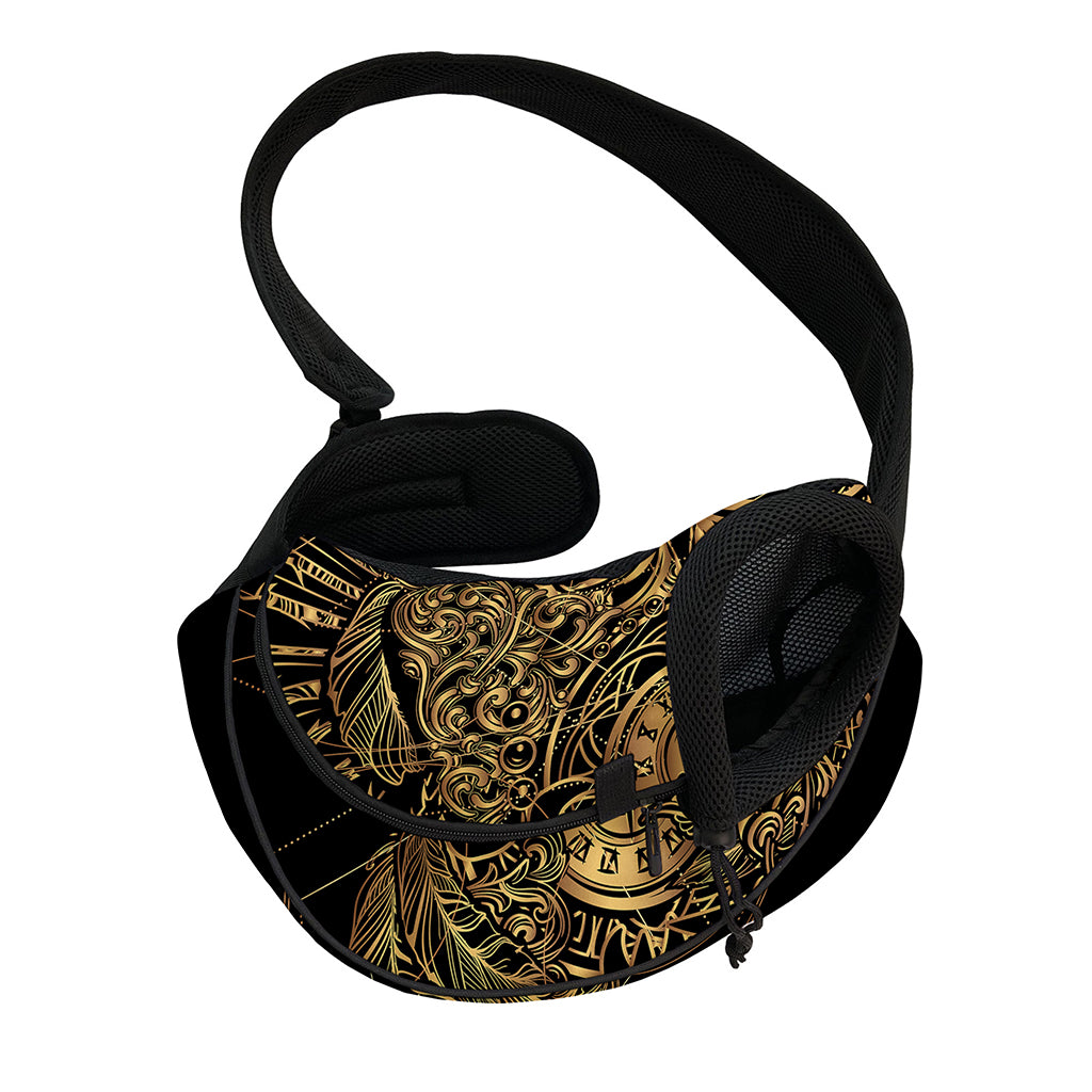 Golden Spiritual Owl Print Pet Sling Carrier