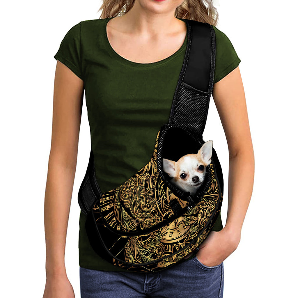 Golden Spiritual Owl Print Pet Sling Carrier
