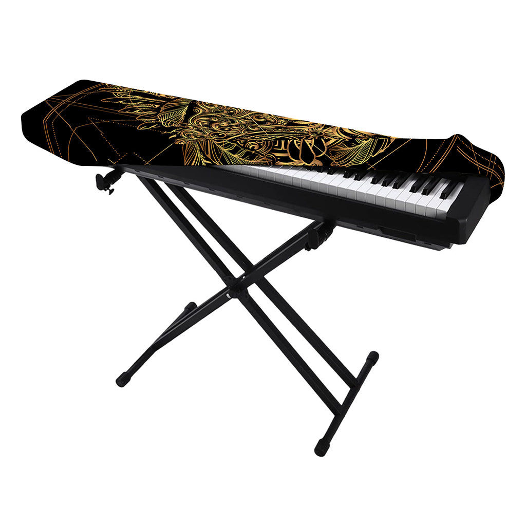 Golden Spiritual Owl Print Piano Keyboard Cover