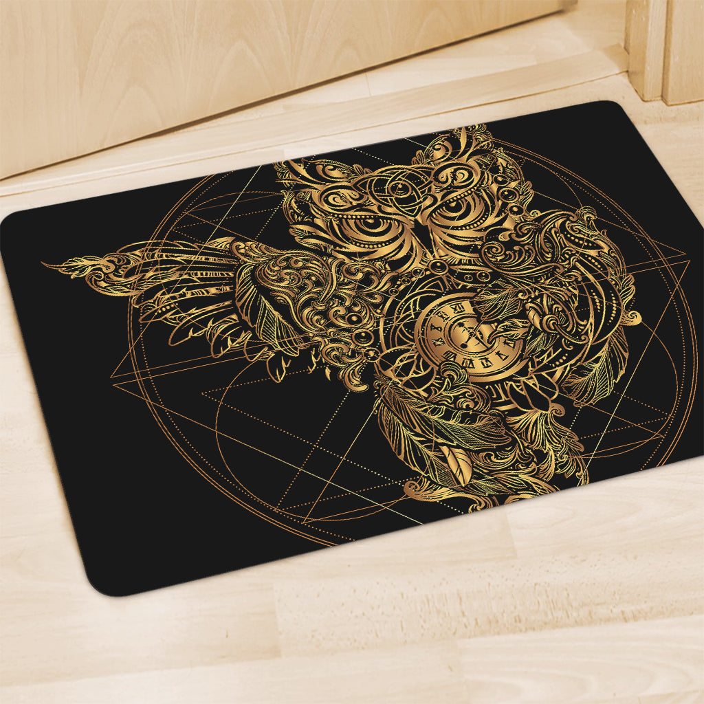Golden Spiritual Owl Print Polyester Doormat
