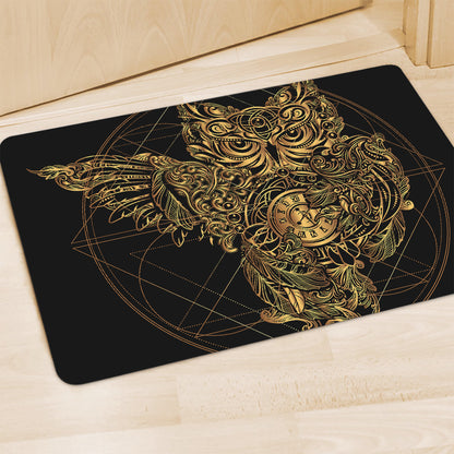 Golden Spiritual Owl Print Polyester Doormat