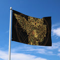 Golden Spiritual Owl Print Polyester Flag