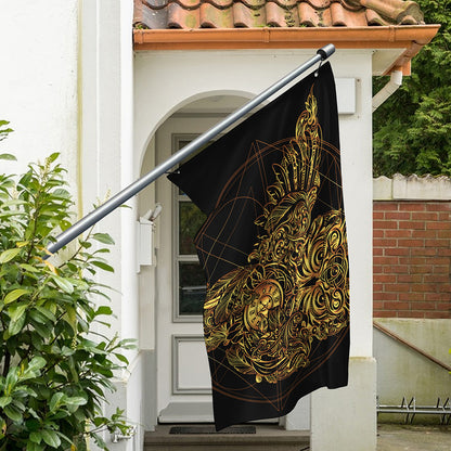 Golden Spiritual Owl Print Polyester Flag