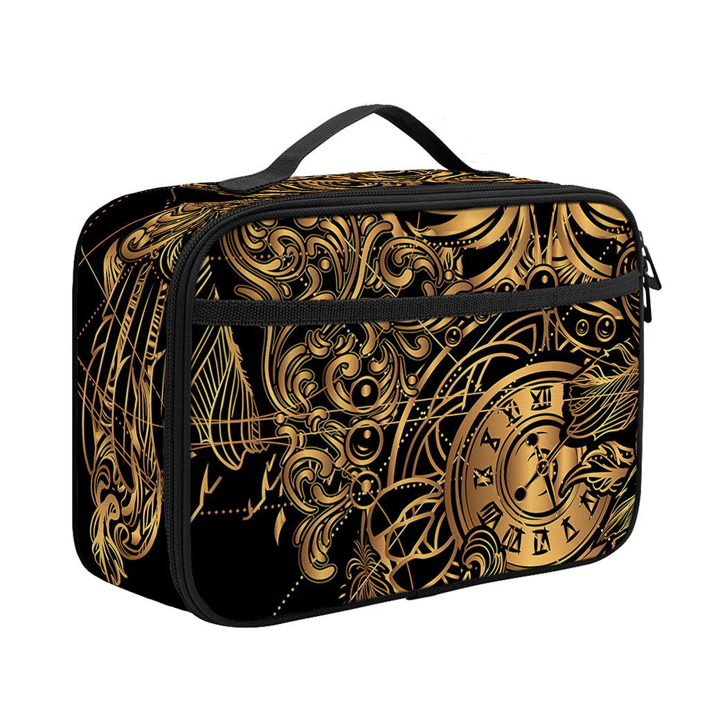 Golden Spiritual Owl Print Portable Lunch Bag