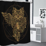 Golden Spiritual Owl Print Premium Shower Curtain
