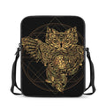 Golden Spiritual Owl Print Rectangular Crossbody Bag