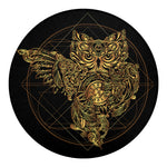 Golden Spiritual Owl Print Round Blanket