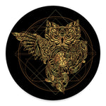 Golden Spiritual Owl Print Round Floor Mat