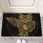 Golden Spiritual Owl Print Rubber Doormat