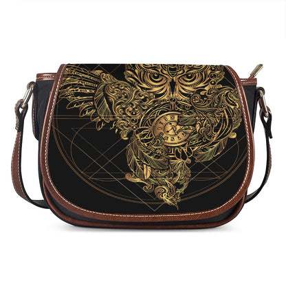 Golden Spiritual Owl Print Saddle Bag