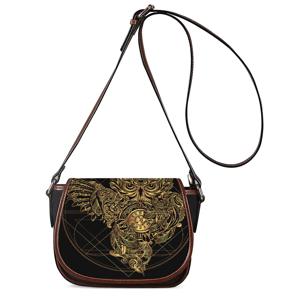 Golden Spiritual Owl Print Saddle Bag