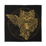 Golden Spiritual Owl Print Silk Bandana