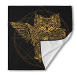 Golden Spiritual Owl Print Silk Bandana