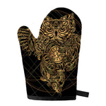 Golden Spiritual Owl Print Single Oven Mitt