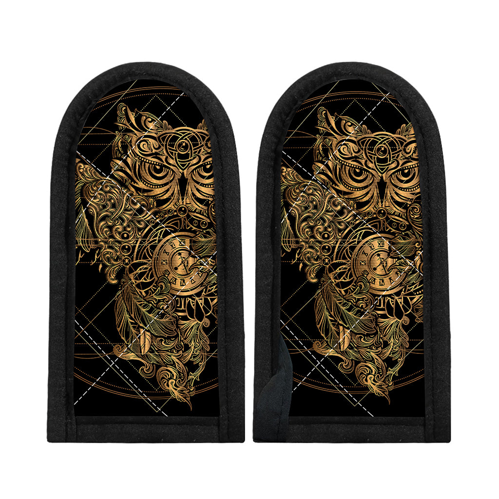 Golden Spiritual Owl Print Skillet Handle Cover