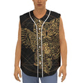 Golden Spiritual Owl Print Sleeveless Baseball Jersey