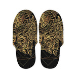 Golden Spiritual Owl Print Slippers
