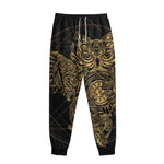 Golden Spiritual Owl Print Sweatpants