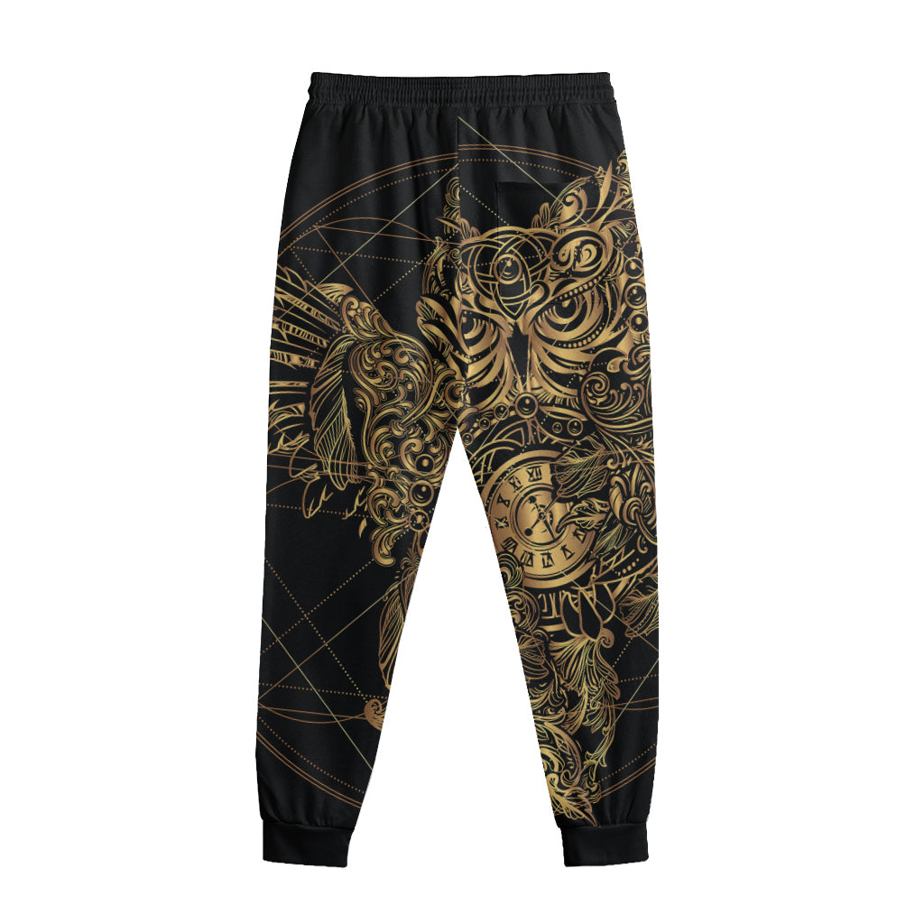 Golden Spiritual Owl Print Sweatpants